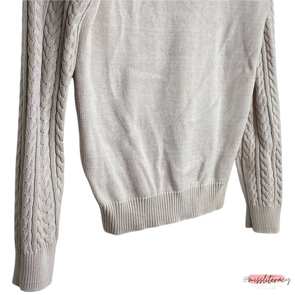 H&M Basic Cream Cotton Braided Knit Longsleeve Slim Fit Sweater [Sz Small] EUC - Picture 7 of 9